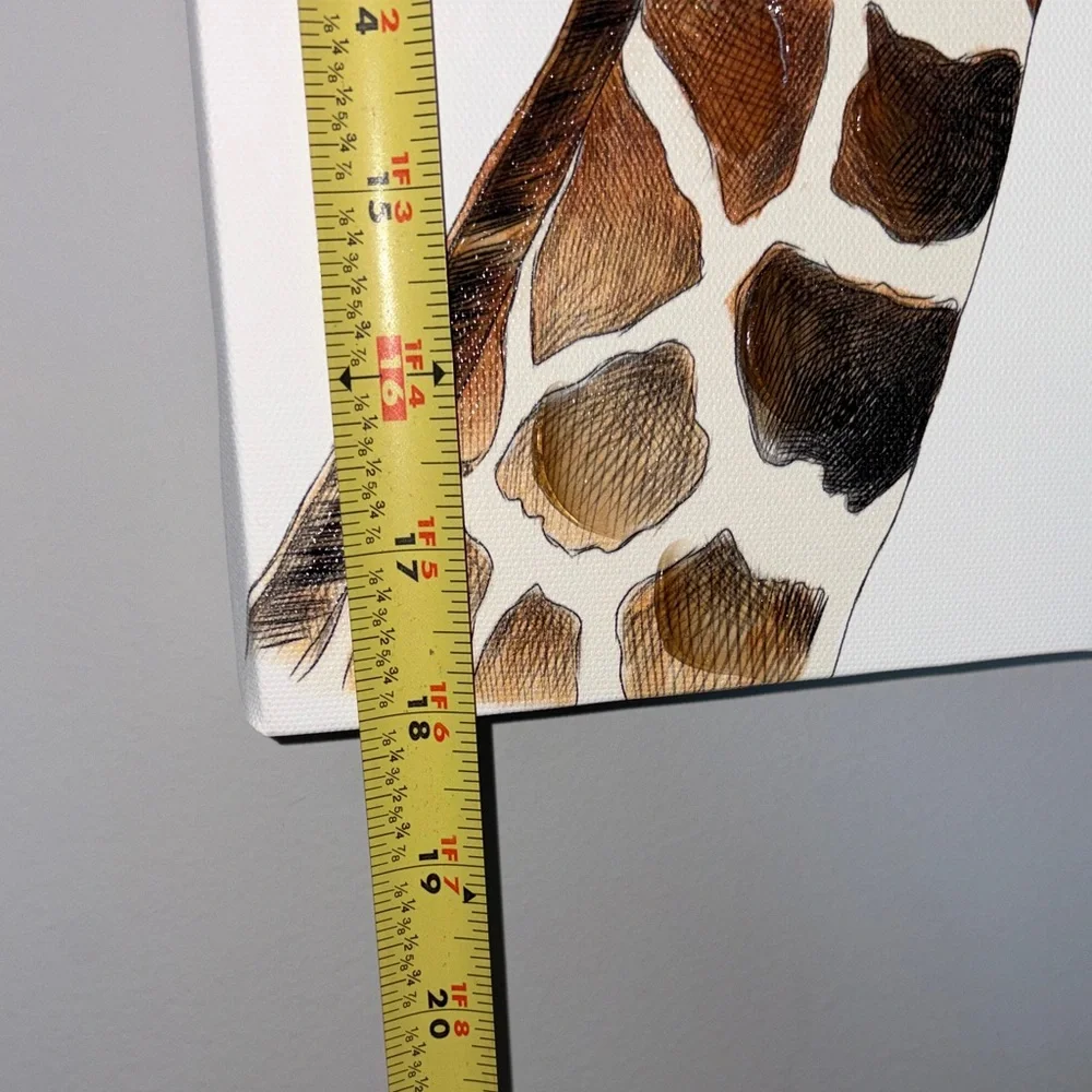 Floral Crown Giraffe Canvas Wall Art - White Background
